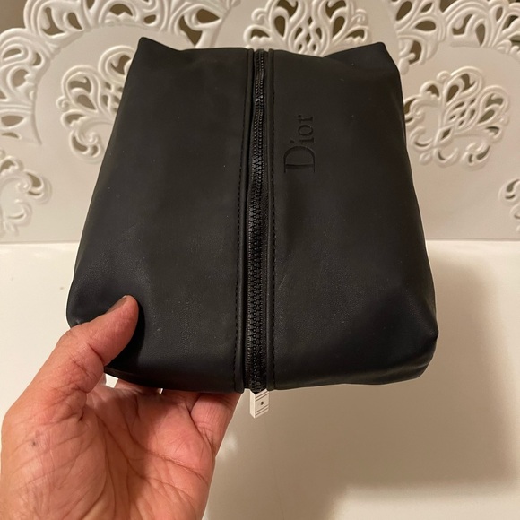 Christian Dior Beauty Cosmetic Makeup Black Dual Pouch Zip Bag Travel - Picture 9 of 13